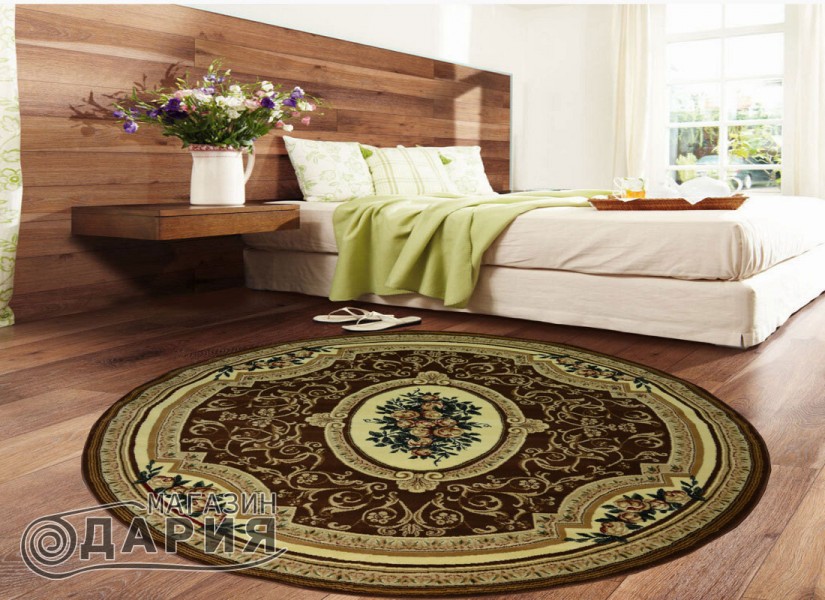 Тъкан персийски килим Blue stones 5261 brown кръг